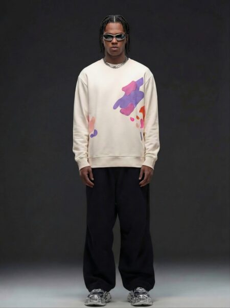 Canvas Patch Sweatshirt With Fleece